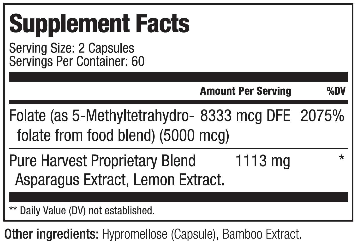 Pure Harvest Methyl Folate 5 mg